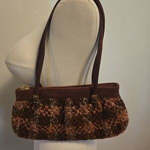 Vera Bradley Annie Tweed Handbag Purse Vintage Look Pink Purple